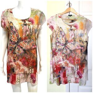 Dor Dor Anthropologie Multicolor Women Blouse Flower & Butterflies Print Size M